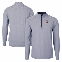 Cleveland Guardians Cutter & Buck Virtue Eco Pique Micro Stripe Recycled Quarter-Zip Pullover Top Near Me