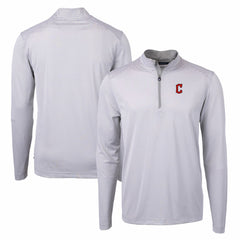 Cleveland Guardians Cutter & Buck Virtue Eco Pique Micro Stripe Recycled Quarter-Zip Pullover Top Online