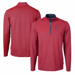 Cleveland Guardians Cutter & Buck Virtue Eco Pique Micro Stripe Recycled Quarter-Zip Pullover Top for sale