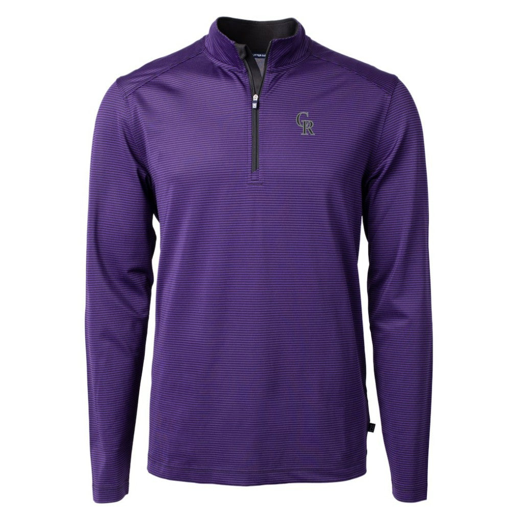 Colorado Rockies Cutter & Buck Virtue Eco Pique Micro Stripe Recycled Quarter-Zip Pullover Top Near Me