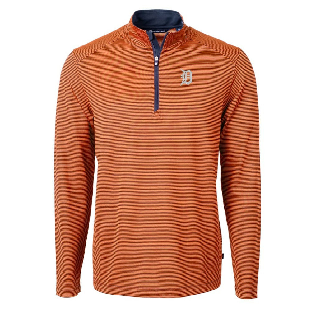 Detroit Tigers Cutter & Buck Virtue Eco Pique Micro Stripe Recycled Quarter-Zip Pullover Top Sale