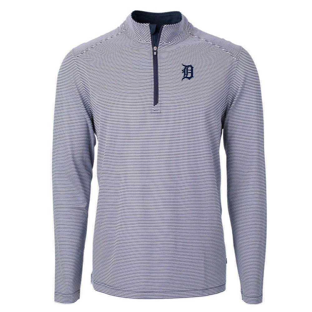 Detroit Tigers Cutter & Buck Virtue Eco Pique Micro Stripe Recycled Quarter-Zip Pullover Top Online