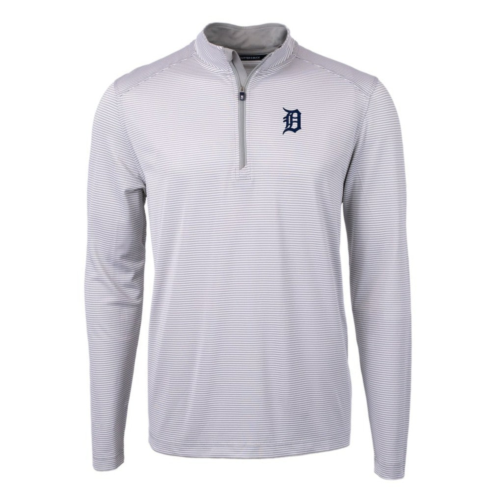 Detroit Tigers Cutter & Buck Virtue Eco Pique Micro Stripe Recycled Quarter-Zip Pullover Top Sale
