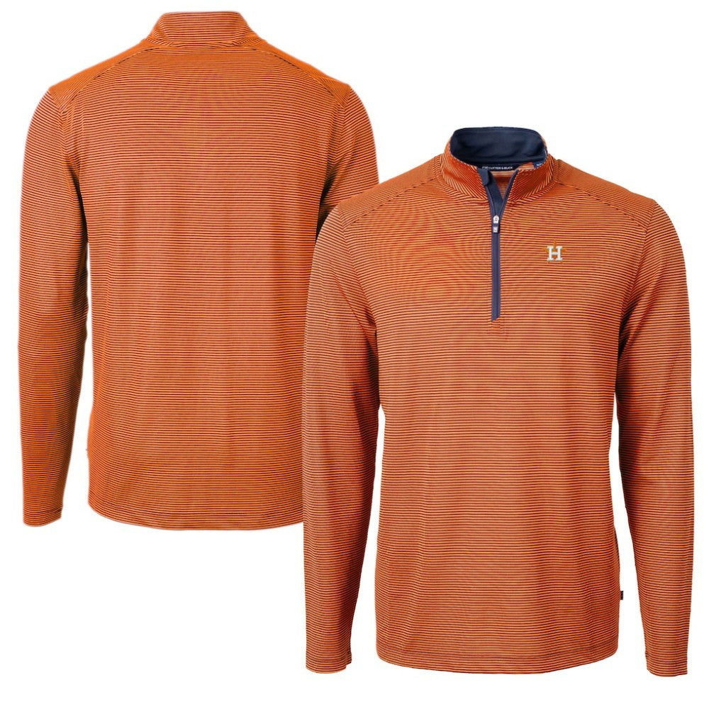 Houston Astros Cutter & Buck Virtue Eco Pique Micro Stripe Recycled Quarter-Zip Pullover Top for sale