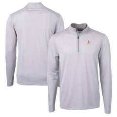 Houston Astros Cutter & Buck Virtue Eco Pique Micro Stripe Recycled Quarter-Zip Pullover Top for sale