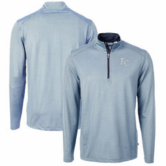 Kansas City Royals Cutter & Buck Virtue Eco Pique Micro Stripe Recycled Quarter-Zip Pullover Top Online