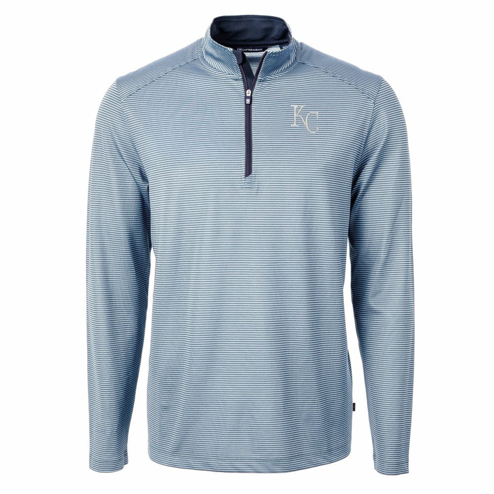 Kansas City Royals Cutter & Buck Virtue Eco Pique Micro Stripe Recycled Quarter-Zip Pullover Top Online