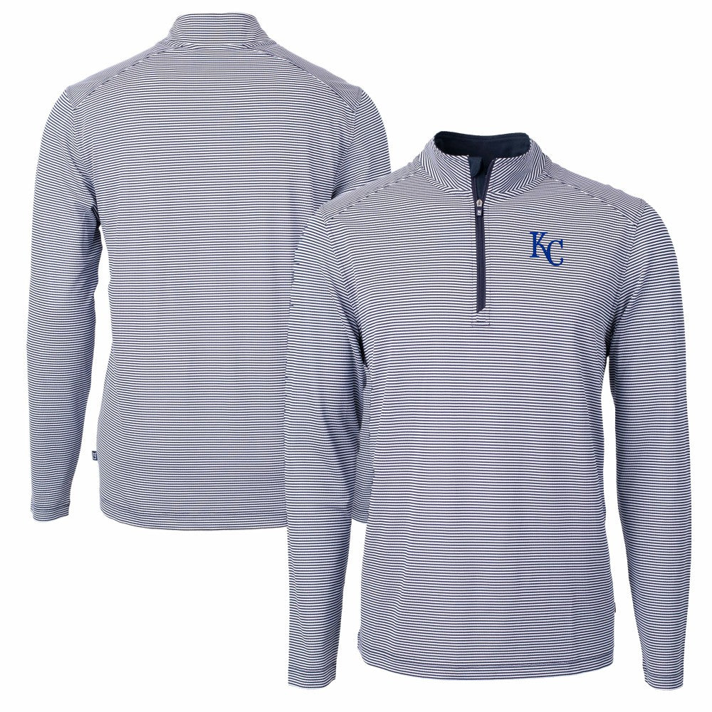 Kansas City Royals Cutter & Buck Virtue Eco Pique Micro Stripe Recycled Quarter-Zip Pullover Top Near Me