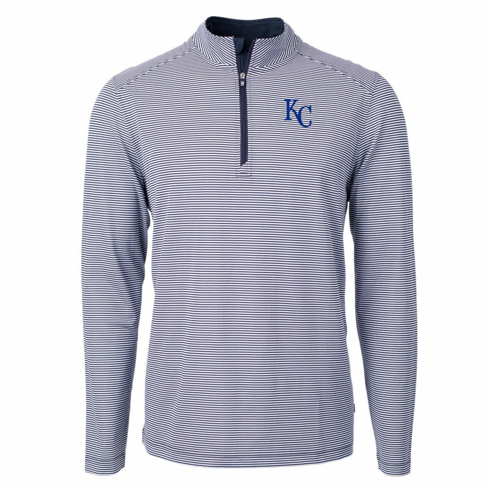 Kansas City Royals Cutter & Buck Virtue Eco Pique Micro Stripe Recycled Quarter-Zip Pullover Top Near Me