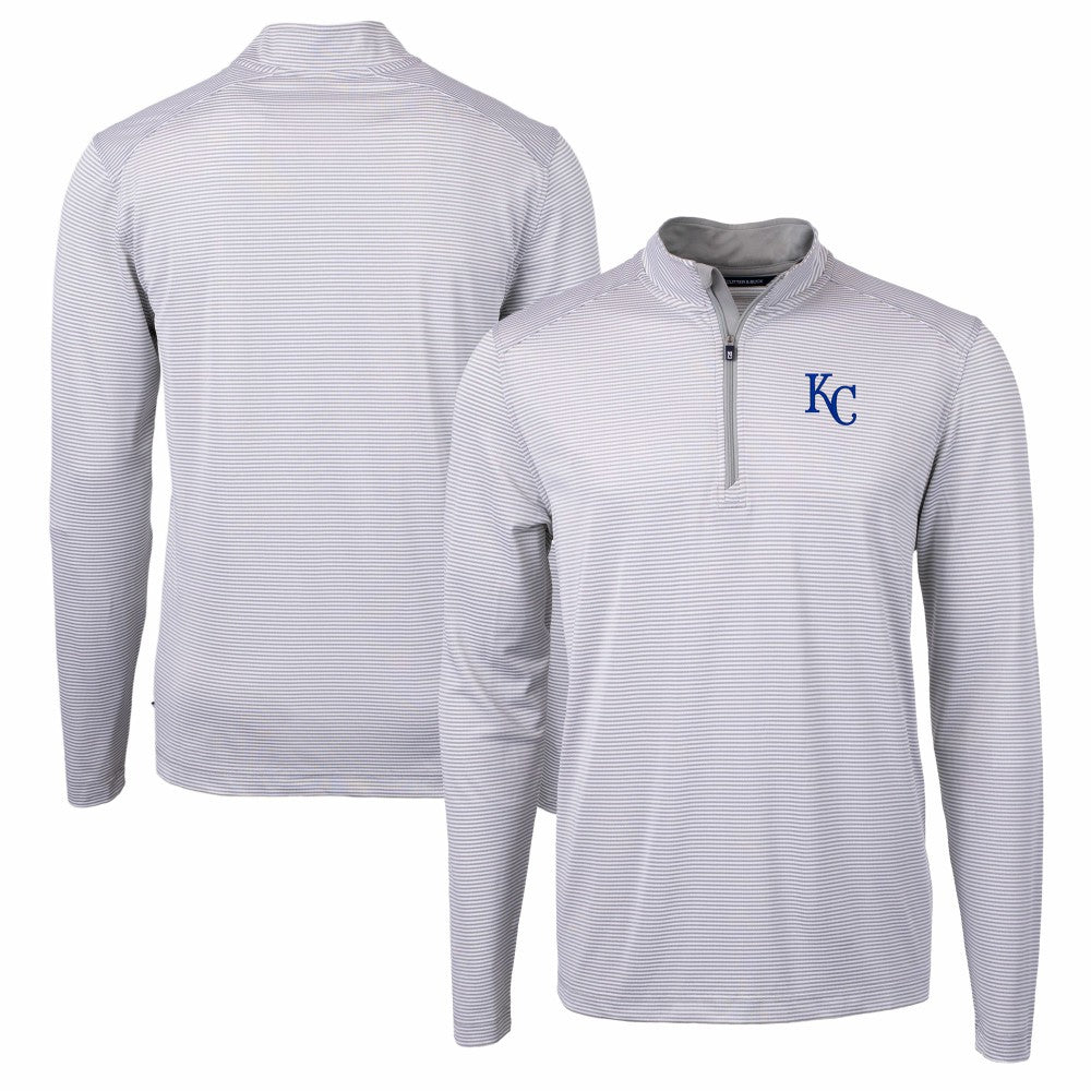 Kansas City Royals Cutter & Buck Virtue Eco Pique Micro Stripe Recycled Quarter-Zip Pullover Top Online