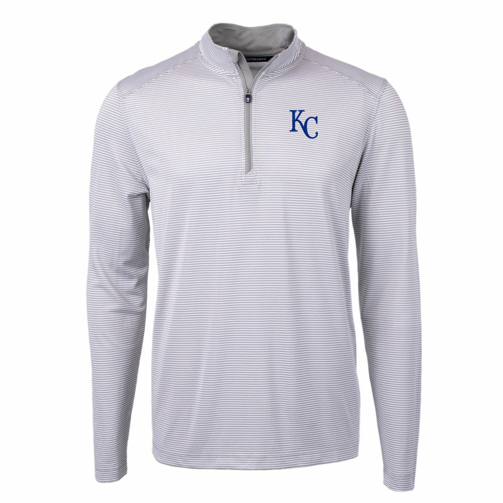 Kansas City Royals Cutter & Buck Virtue Eco Pique Micro Stripe Recycled Quarter-Zip Pullover Top Online
