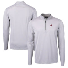Los Angeles Angels Cutter & Buck Virtue Eco Pique Micro Stripe Recycled Quarter-Zip Pullover Top Sale