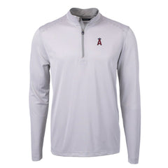Los Angeles Angels Cutter & Buck Virtue Eco Pique Micro Stripe Recycled Quarter-Zip Pullover Top Sale