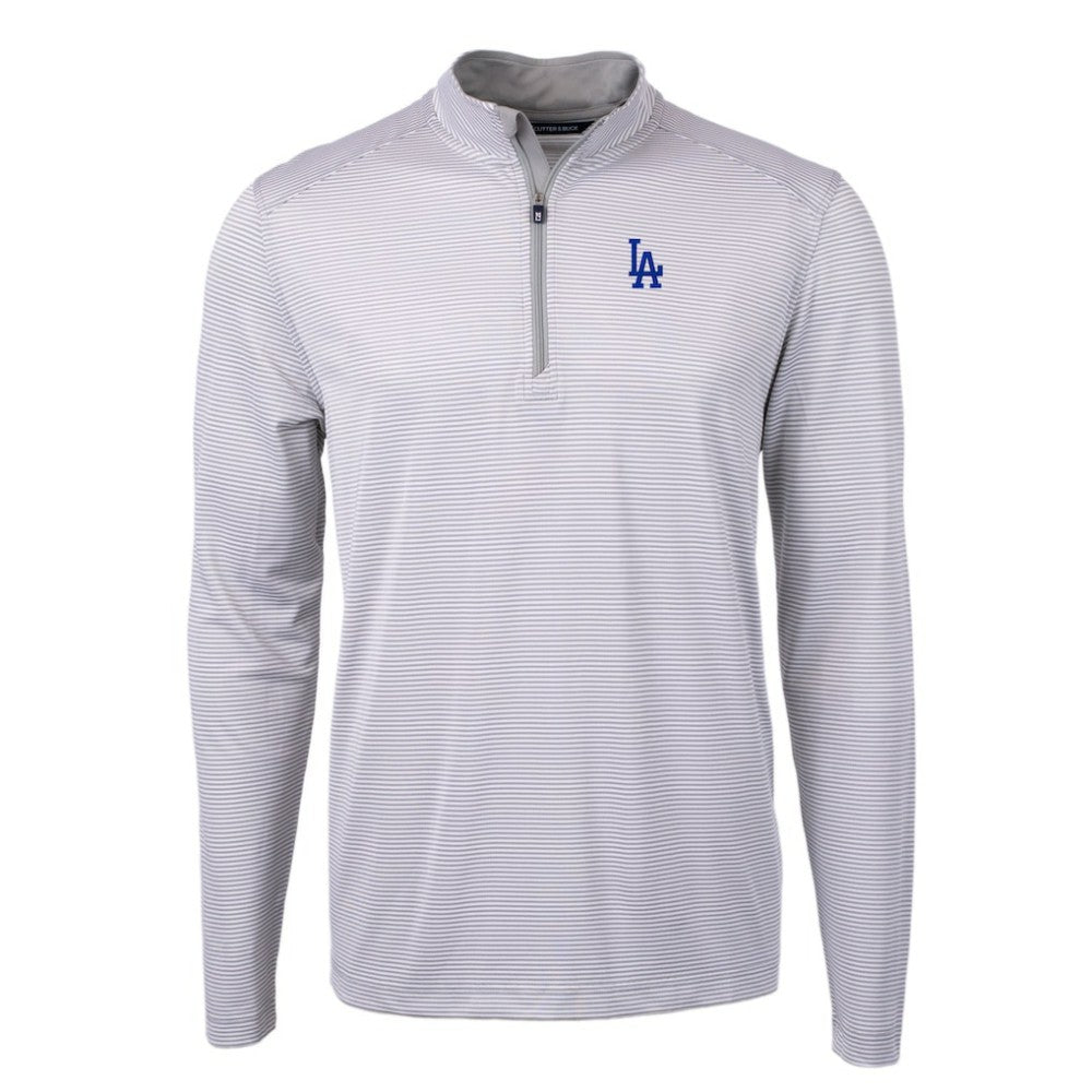 Los Angeles Dodgers Cutter & Buck Virtue Eco Pique Micro Stripe Recycled Quarter-Zip Pullover Top Outlet
