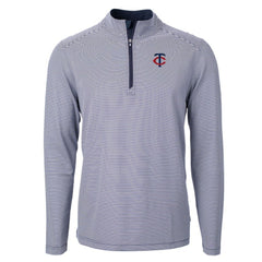 Minnesota Twins Cutter & Buck Virtue Eco Pique Micro Stripe Recycled Quarter-Zip Pullover Top Online