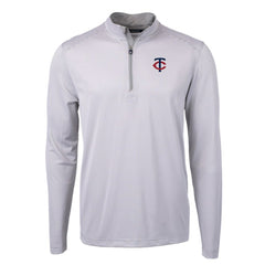 Minnesota Twins Cutter & Buck Virtue Eco Pique Micro Stripe Recycled Quarter-Zip Pullover Top Sale