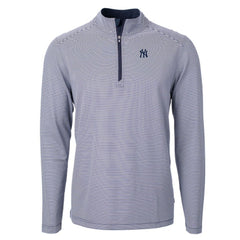 New York Yankees Cutter & Buck Virtue Eco Pique Micro Stripe Recycled Quarter-Zip Pullover Top Discount