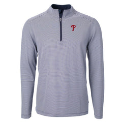 Philadelphia Phillies Cutter & Buck Virtue Eco Pique Micro Stripe Recycled Quarter-Zip Pullover Top for sale