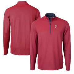 Philadelphia Phillies Cutter & Buck Virtue Eco Pique Micro Stripe Recycled Quarter-Zip Pullover Top Discount