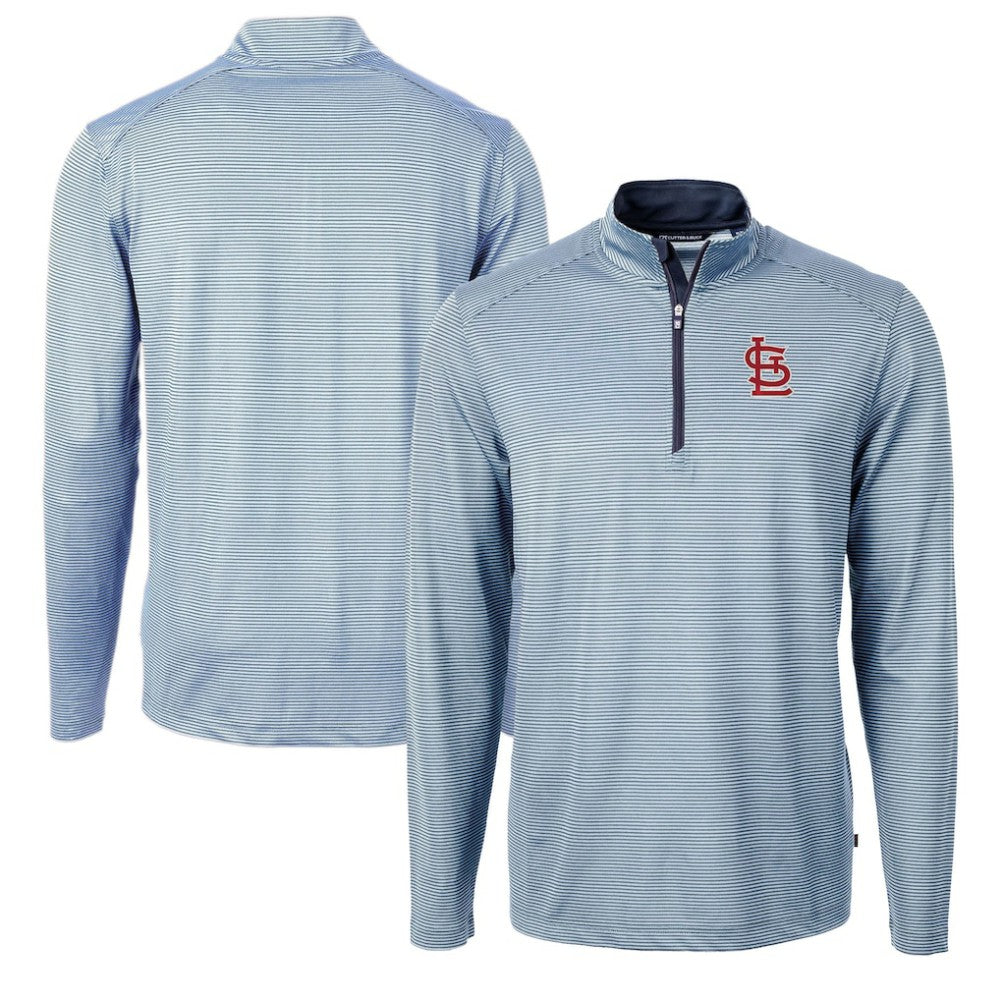 St. Louis Cardinals Cutter & Buck Virtue Eco Pique Micro Stripe Recycled Quarter-Zip Pullover Top Sale