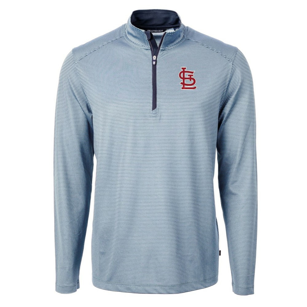 St. Louis Cardinals Cutter & Buck Virtue Eco Pique Micro Stripe Recycled Quarter-Zip Pullover Top Sale