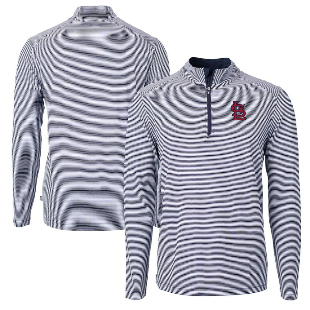 St. Louis Cardinals Cutter & Buck Virtue Eco Pique Micro Stripe Recycled Quarter-Zip Pullover Top Outlet