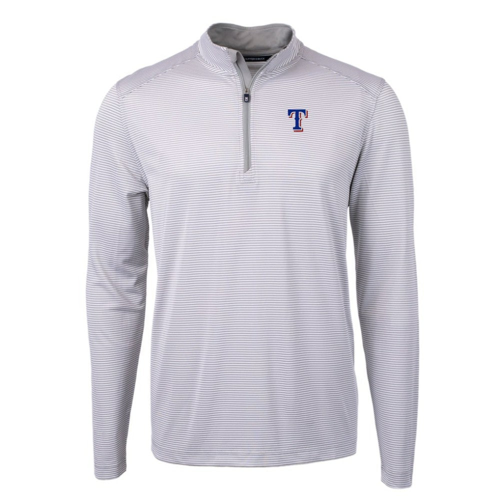 Texas Rangers Cutter & Buck Virtue Eco Pique Micro Stripe Recycled Quarter-Zip Pullover Top Discount