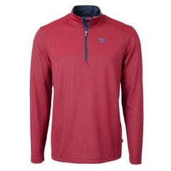 Washington Nationals Cutter & Buck Virtue Eco Pique Micro Stripe Recycled Quarter-Zip Pullover Top Discount