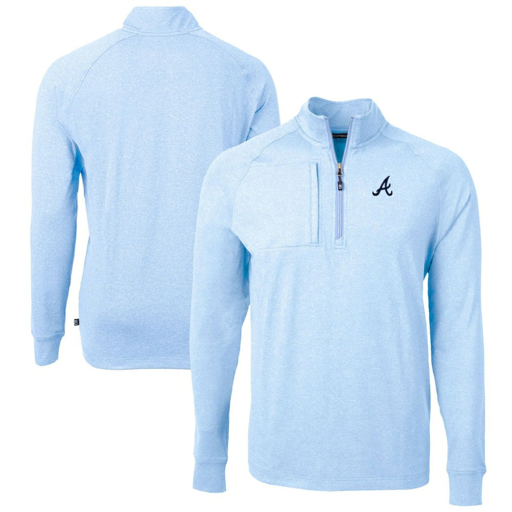 Atlanta Braves Cutter & Buck Adapt Eco Knit Stretch Recycled Quarter-Zip Pullover Top Discount