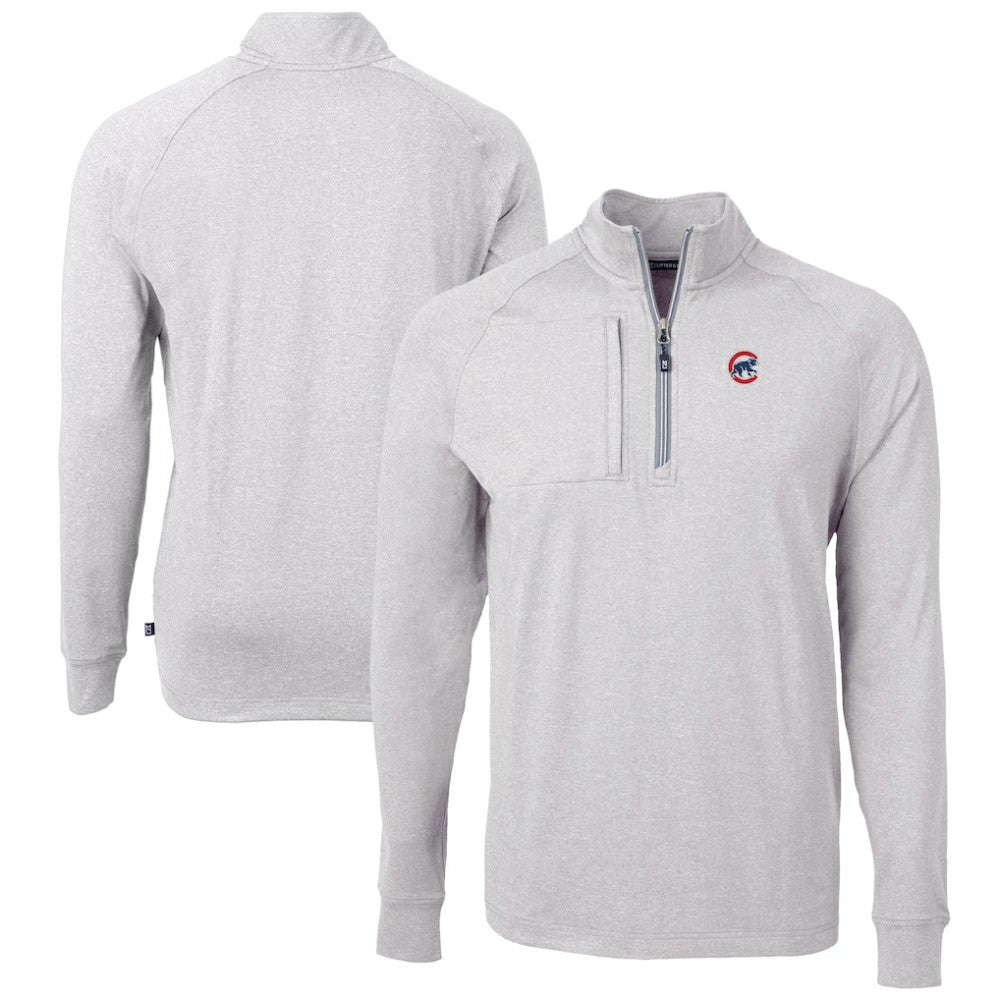 Chicago Cubs Cutter & Buck Adapt Eco Knit Stretch Recycled Quarter-Zip Pullover Top Discount