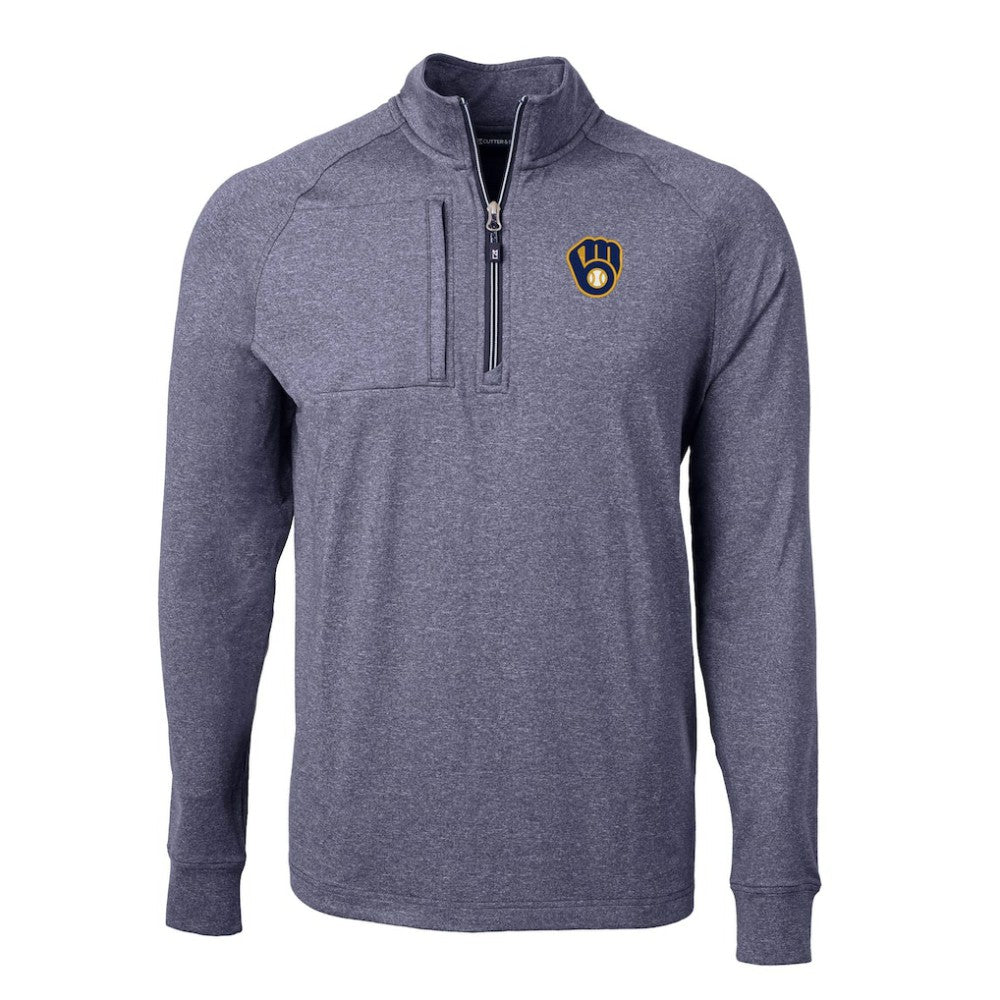 Milwaukee Brewers Cutter & Buck Adapt Eco Knit Stretch Recycled Quarter-Zip Pullover Top Sale