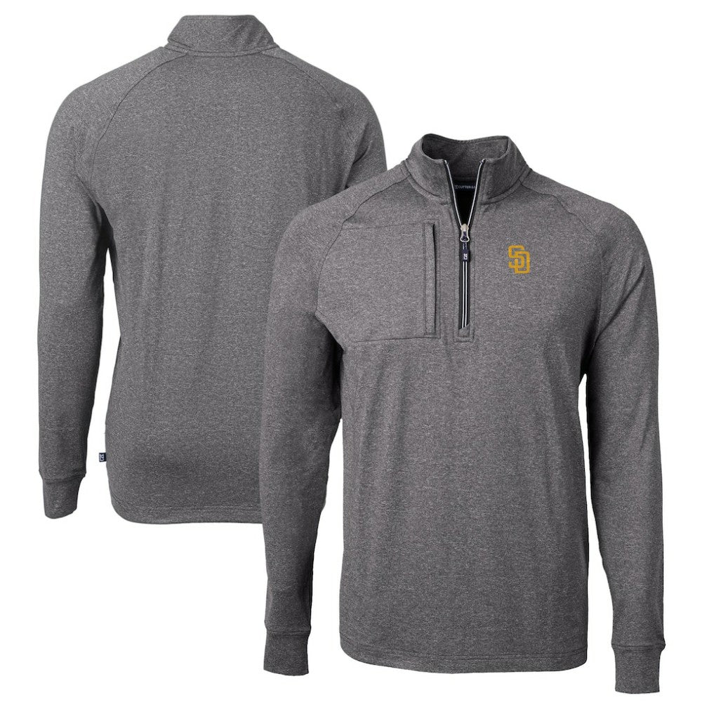 San Diego Padres Cutter & Buck Adapt Eco Knit Stretch Recycled Quarter-Zip Pullover Top Outlet