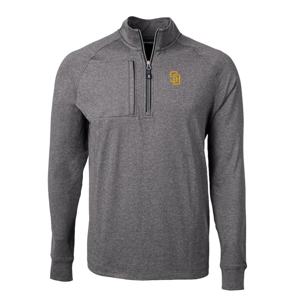 San Diego Padres Cutter & Buck Adapt Eco Knit Stretch Recycled Quarter-Zip Pullover Top Outlet