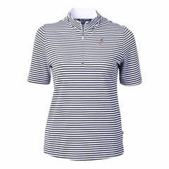 Atlanta Braves Cutter & Buck Women's Virtue Eco Pique Stripe Recycled Quarter-Zip Pullover Top Outlet