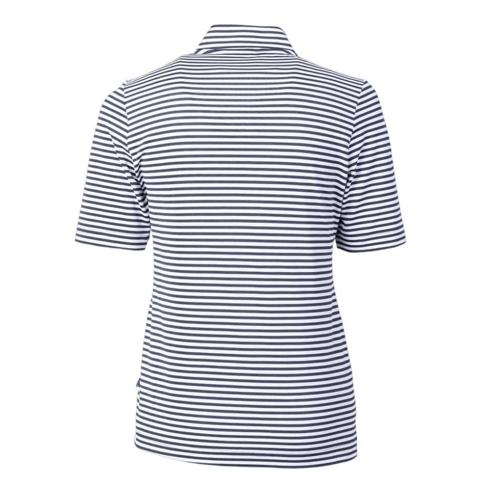 Atlanta Braves Cutter & Buck Women's Virtue Eco Pique Stripe Recycled Quarter-Zip Pullover Top Outlet