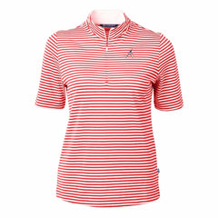 Atlanta Braves Cutter & Buck Women's Virtue Eco Pique Stripe Recycled Quarter-Zip Pullover Top Discount