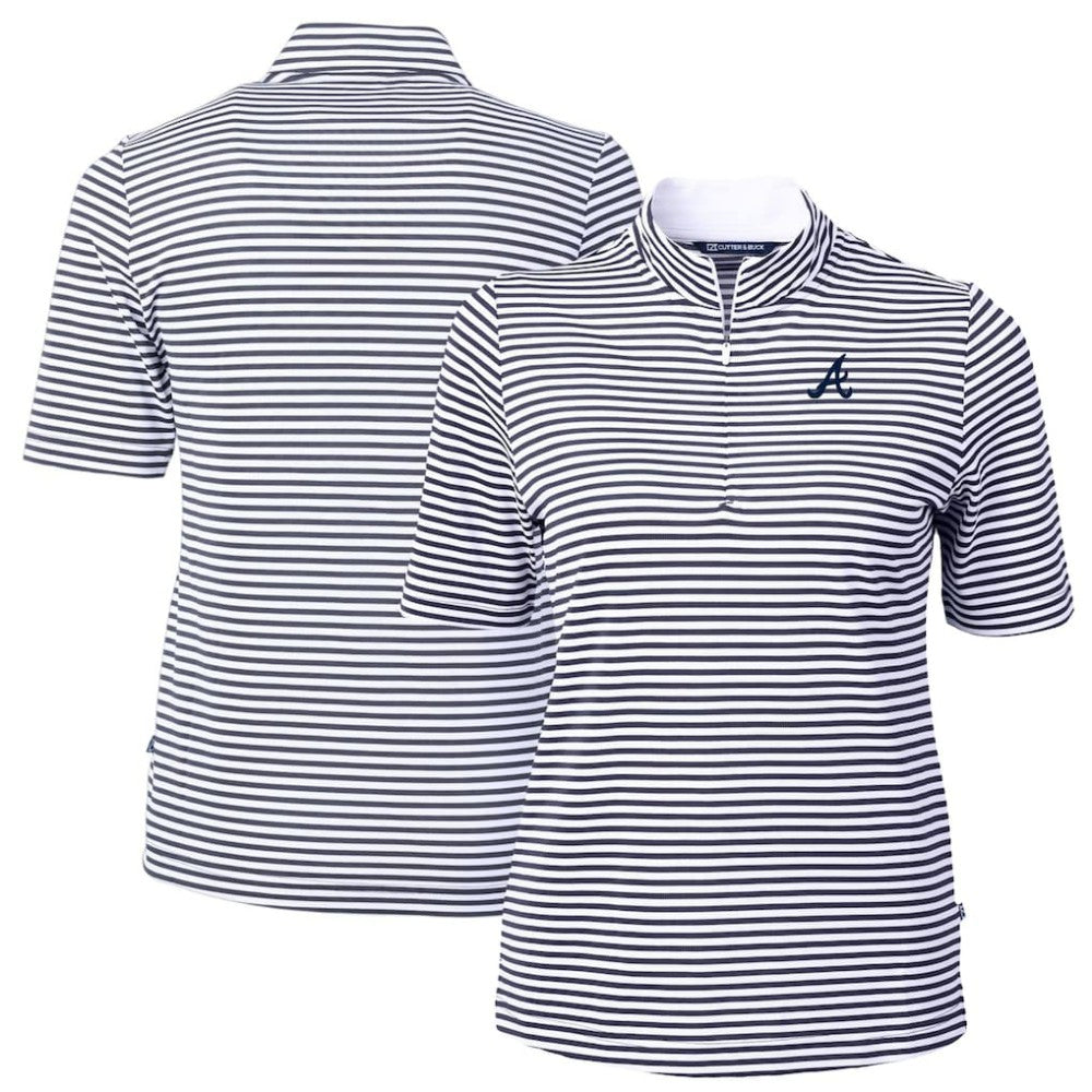 Atlanta Braves Cutter & Buck Women's Virtue Eco Pique Stripe Top for sale