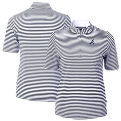 Atlanta Braves Cutter & Buck Women's Virtue Eco Pique Stripe Top for sale