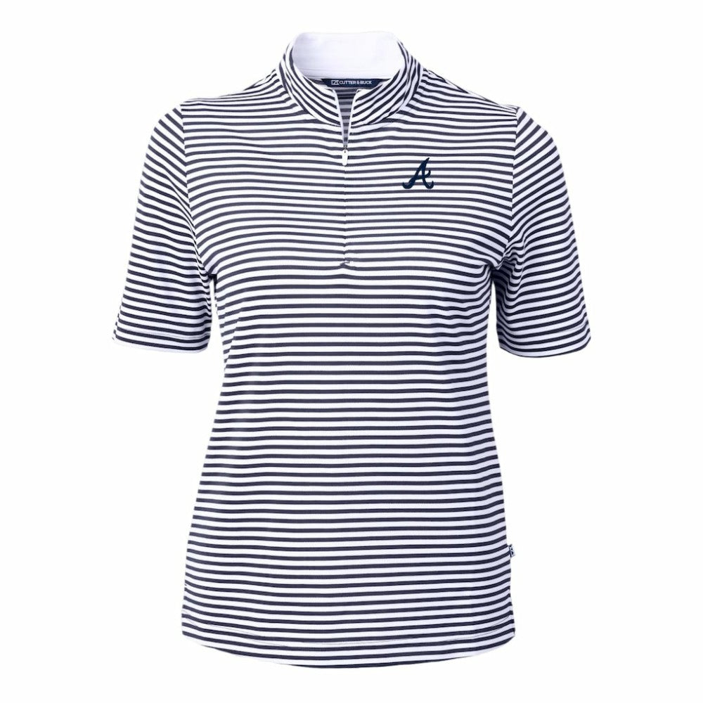 Atlanta Braves Cutter & Buck Women's Virtue Eco Pique Stripe Top for sale
