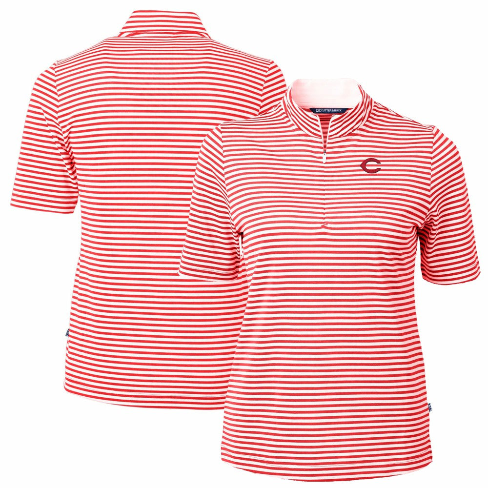 Cincinnati Reds Cutter & Buck Women's Virtue Eco Pique Stripe Top Online