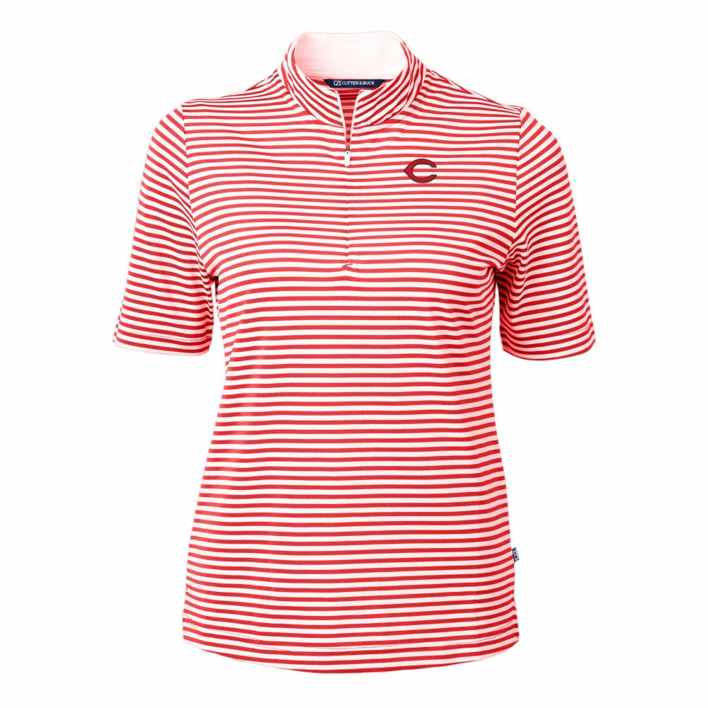 Cincinnati Reds Cutter & Buck Women's Virtue Eco Pique Stripe Top Online