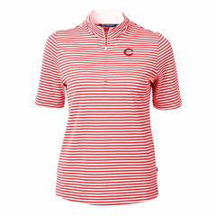 Cincinnati Reds Cutter & Buck Women's Virtue Eco Pique Stripe Top Online