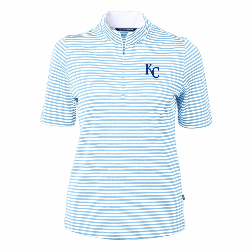 Kansas City Royals Cutter & Buck Women's Virtue Eco Pique Stripe Top Sale