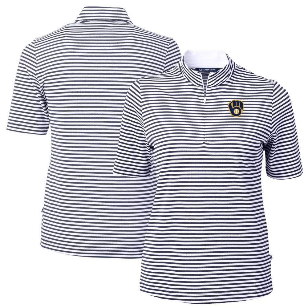 Milwaukee Brewers Cutter & Buck Women's Virtue Eco Pique Stripe Top Near Me