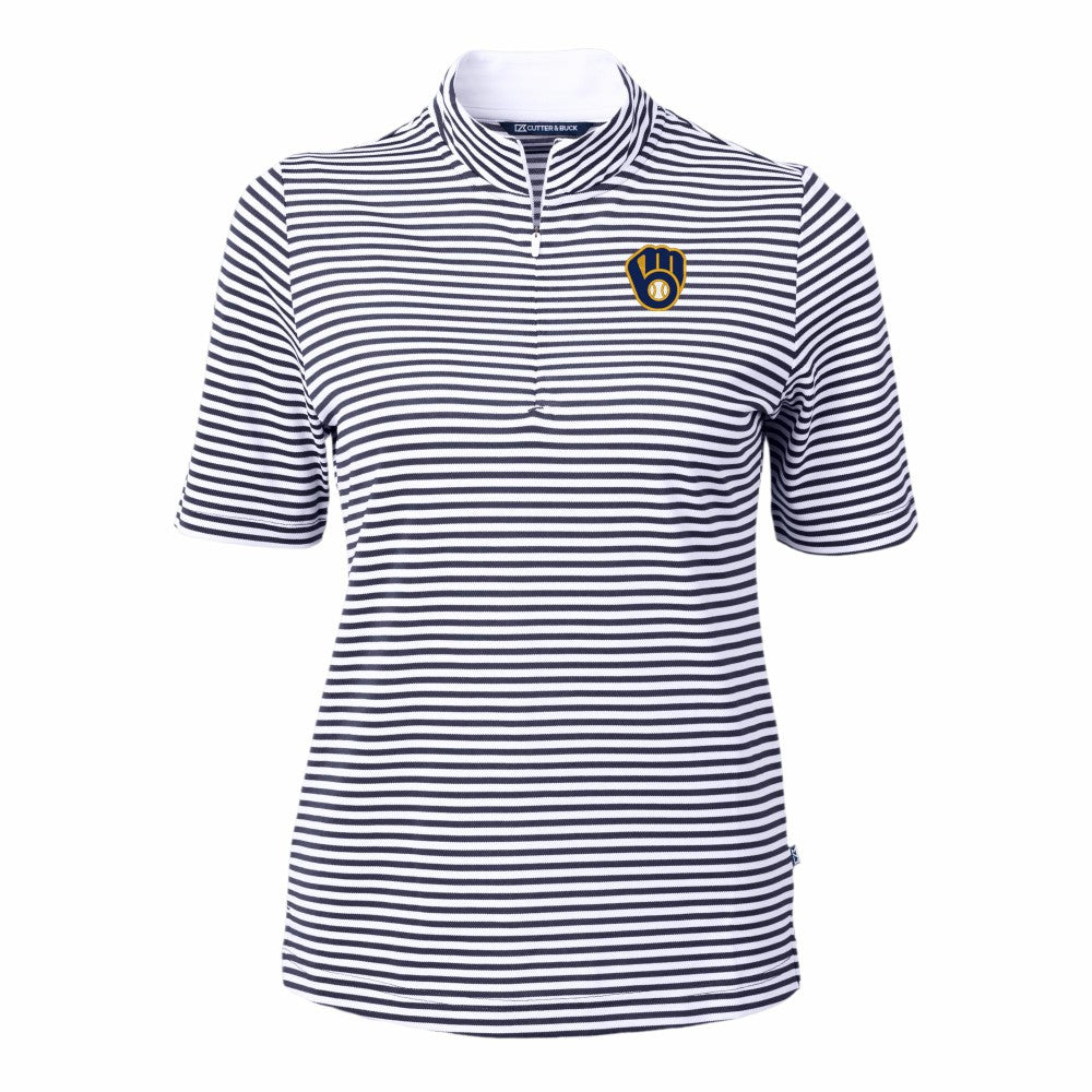 Milwaukee Brewers Cutter & Buck Women's Virtue Eco Pique Stripe Top Near Me