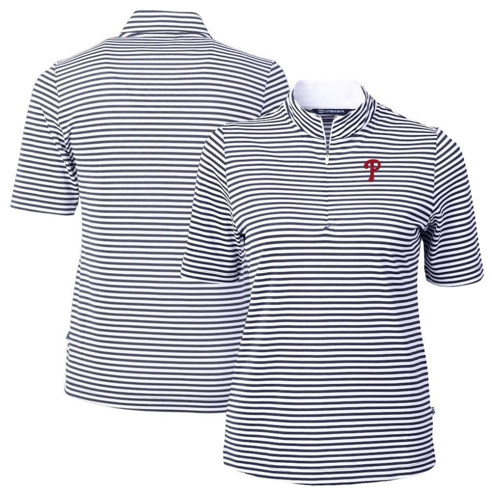 Philadelphia Phillies Cutter & Buck Women's Virtue Eco Pique Stripe Top Outlet