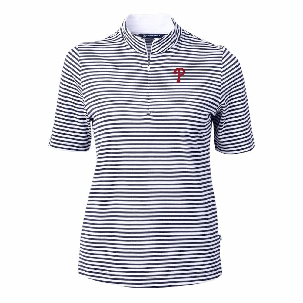 Philadelphia Phillies Cutter & Buck Women's Virtue Eco Pique Stripe Top Outlet