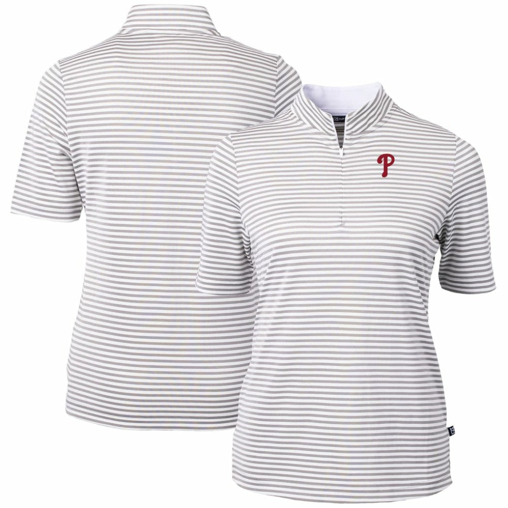 Philadelphia Phillies Cutter & Buck Women's Virtue Eco Pique Stripe Top for sale