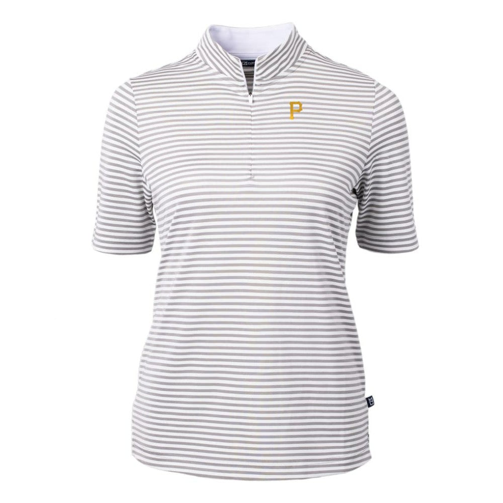Pittsburgh Pirates Cutter & Buck Women's Virtue Eco Pique Stripe Top for sale