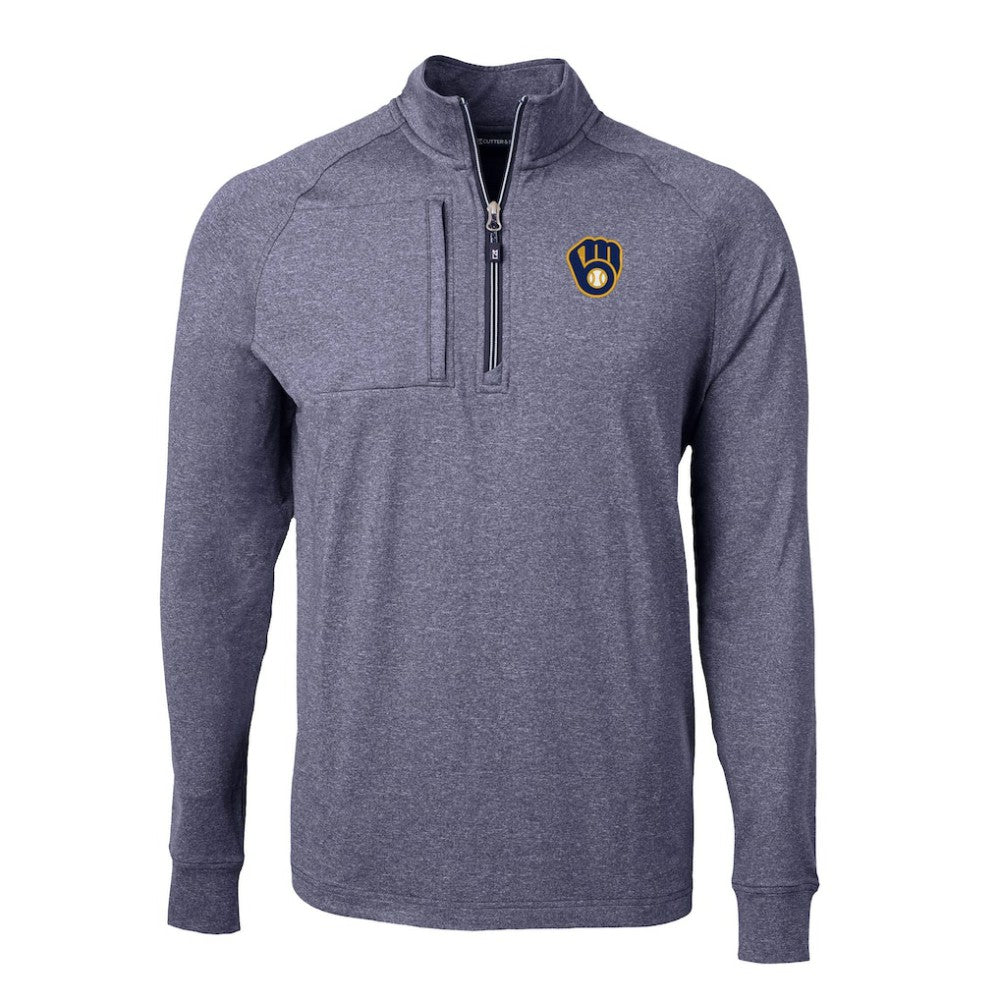 Milwaukee Brewers Cutter & Buck Big & Tall Adapt Eco Knit Stretch Recycled Quarter-Zip Pullover Top Near Me